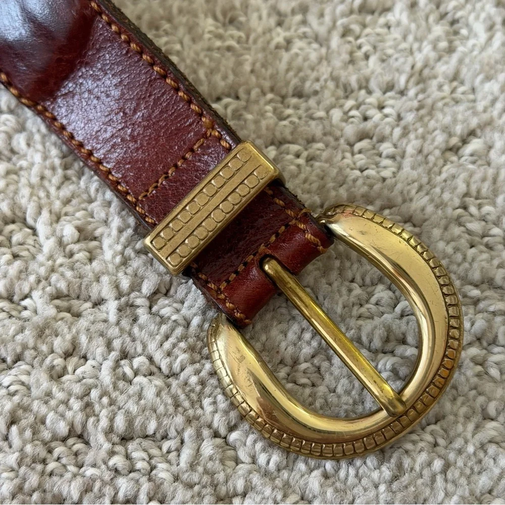 Doppia Vita Brown Braided Leather Belt Classic Modern 4XL 5XL Plus Gold Buckle